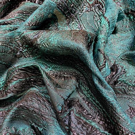 Turquoise Silk Brocade Fabric — Tissus En Ligne