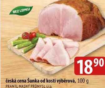 ARCHIV česká cena Šunka od kosti výběrová 100 g v akci platné do 28