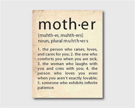 Mothers Day Wall Art Mother Definition Word Art Print Etsy In 2021