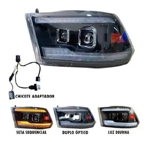 Farol Dodge Ram 2500 Full Led Black 2 Globos Ópticos 2012