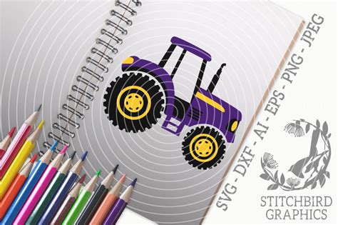 Tractor SVG Silhouette Studio Cricut Eps Dxf AI PNG JPEG By