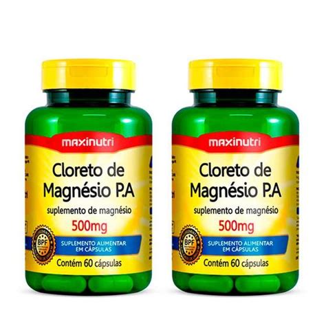 Kit 02 Cloreto De Magnésio P A 500Mg 60 Cápsulas Maxinutri Cloreto de