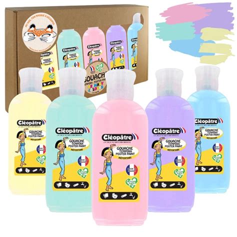 Lot de 5 flacons de Gouache Néfertari Pastel en 100ml Cléopatre