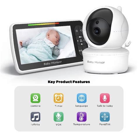 VIDEO Baby Monitor Wireless SM650 จอภาพ5นิ้ว LCD Pan/Tilt Zoom เด็ก ...