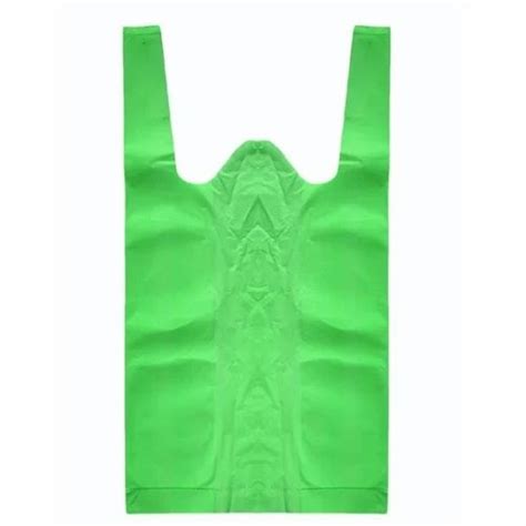 W Cut Plain Green Biodegradable Carry Bag Size In Inches 14x16 Inch