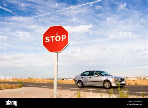 Caution Stop Sign Stock Photo Alamy