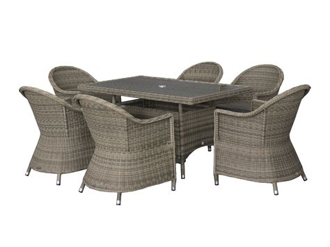 Bramblecrest Sahara Rattan 6 Seat Deluxe Rectangle Dining Set With