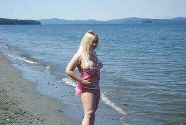 Chubby Towheaded Heads To The Beach In A Pinkish Nightie ZB Porn
