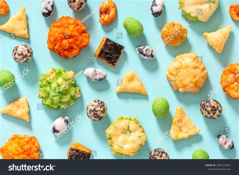 Snack Japanese Rice Cracker Various Background Stock Photo 1892223544