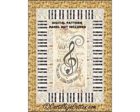 Piano Music Quilt Pattern 5937 1e Digital Pattern Panel Lap Quilt