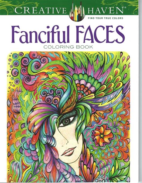 Fanciful Faces Coloring Book Miryam Adatto Creative Haven Adult Ebay