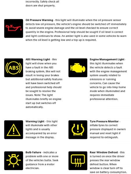 Vehicle Warning Lights And Their Meanings Infographic 40 Off