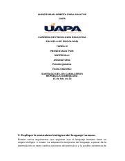 Tarea Iv Psicolinguistica Docx Universidad Abierta Para Adultos Uapa