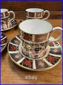 4 Royal Crown Derby Old Imari 1128 Demitasse Cups Saucers 8