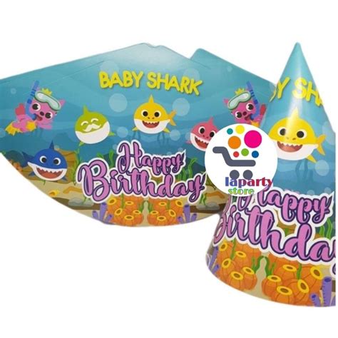 Jual Topi Ulang Tahun Kerucut Baby Shark Topi Pesta Karakter Baby