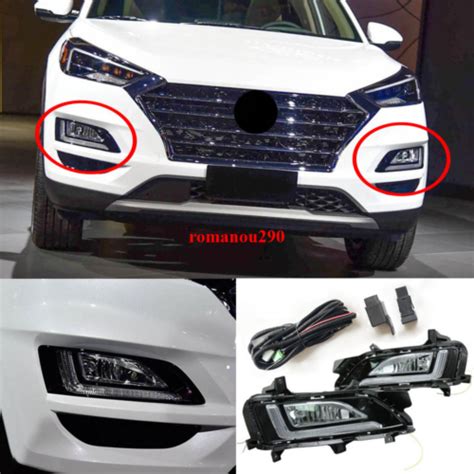 X For Hyundai Tucson Led Front Fog Lights Drl Daytime