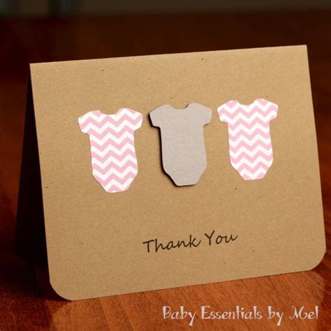 Set Of 6 Thank You Cards Baby Shower Baby Ts Chevron Grey And