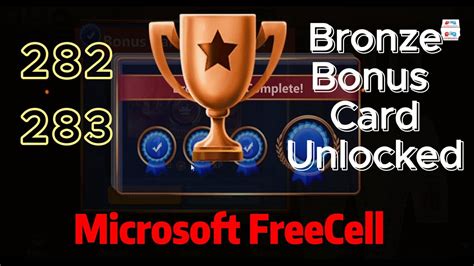 Microsoft Solitaire FreeCell Levels 282 283 Bronze Bonus Card