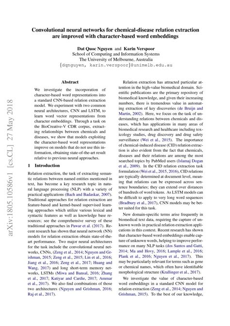 Convolutional Neural Networks For Chemical Disease Relation Extraction