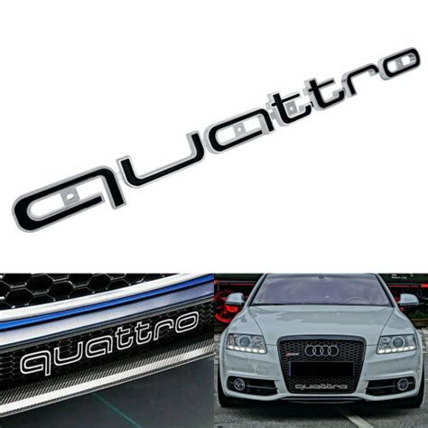 Audi Gloss Black Chrome Rs Style Quattro Long Front Grill Bonnet Badge