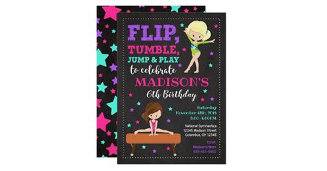 Gymnastics Birthday Invitation Girl Chalkboard