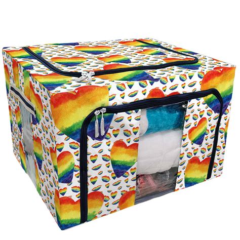 Pkqwtm Watercolor Rainbow Colors Lip Kiss Gay Lesbian Lgbt Storage Bag Clear Window Storage Bins