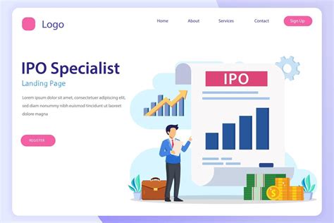 Ipo Initial Public Offering Concept Ipo Landing Page Website Flat