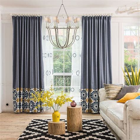 Blue Geometric Modern Room Darkening Curtains Living Room Decor