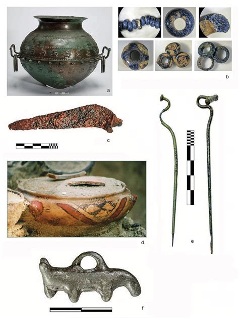 Selected artefacts dated to the Hallstatt period from Śląsk: a) bronze ...