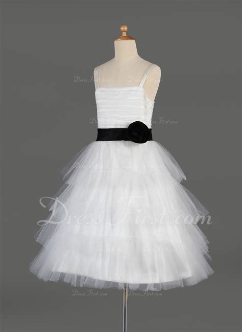 A Lineprincess Knee Length Flower Girl Dress Tullecharmeuse