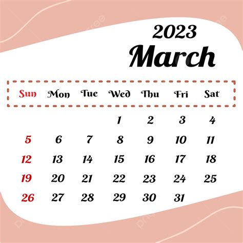 تقويم مارس 2023 مارس التصميم تقويم Png والمتجهات للتحميل مجانا