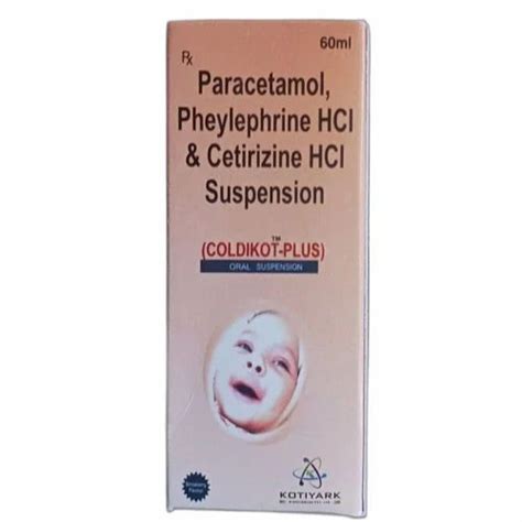 Kotiyark Paracetamol Phenylephrine Cetirizine Hcl Suspension Packaging