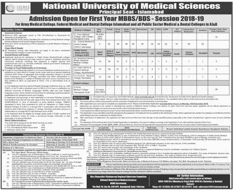 Army Medical College Pakistan Admission Form