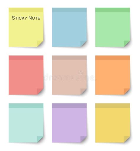 Set Of Sticky Notes With Flat And Pastel Color Design Vector Stock