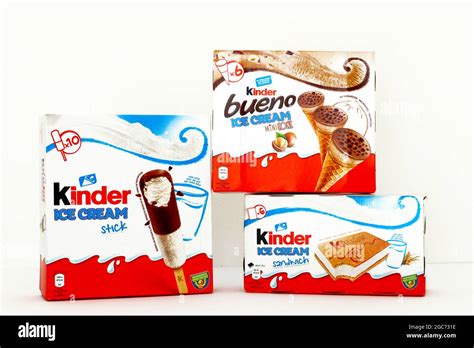 Boxes Of Kinder Ice Cream With Different Flavors Kinder Is A Brand Of