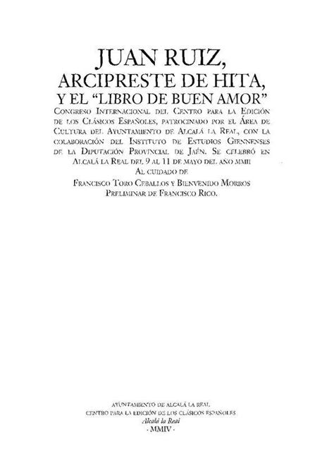 Juan Ruiz Arcipreste De Hita Y El Libro De Buen Amor Portada Y