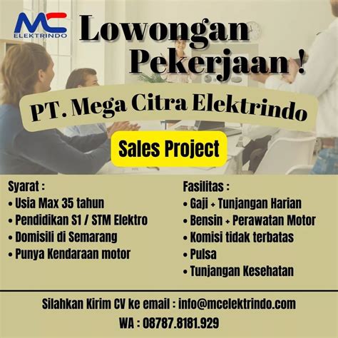 Lowongan Kerja Sales Project Di Pt Mega Citra Elektrindo Semarang