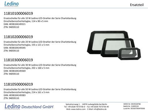 Ledino Ersatzglas für alle 10W LED Strahler Charlottenburg Ledino