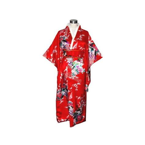 Women S Red Satin Japanese Kimono Robe 44 Via Polyvore Featuring Intimates Robes Bath Robes