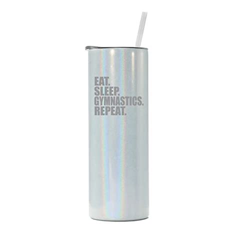 20 Oz Skinny Tall Tumbler Stainless Steel Vacuum Insulated Travel Mug Cup With Straw Eat Sleep