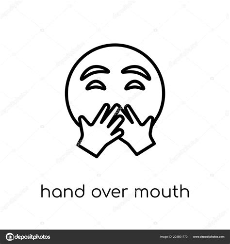 Hand Mouth Emoji Icon Trendy Modern Flat Linear Vector Hand Stock