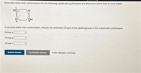 Solved Draw Alternative Chair Conformations For The Chegg