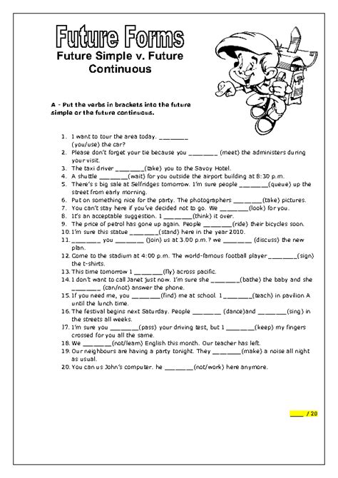 Future Simple vs Future Continuous | My English Printable Worksheets