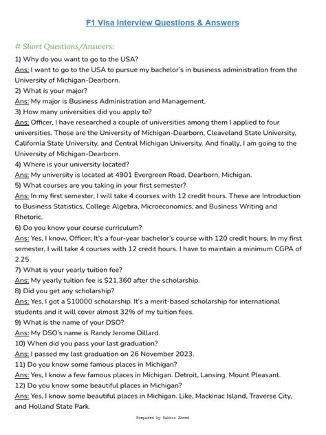 F1 Visa Interview Questions And Answers Pdf