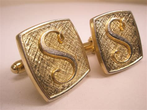 S Monogram Initial Letter Font Name Vintage ANSON Cuff Links EBay