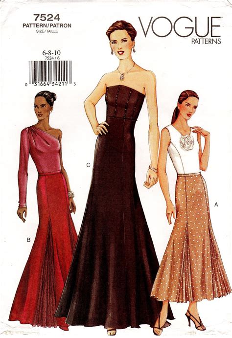 Sz 6 8 10 Vogue Skirt Pattern 7524 Misses Lined Etsy Flared Skirt