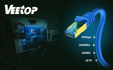 おトク Veetop 30m LANケーブル CAT8 カテゴリ8 フラット 鍍金コネクタ RJ45 爪折れ防止 難燃性 耐候性 超高速