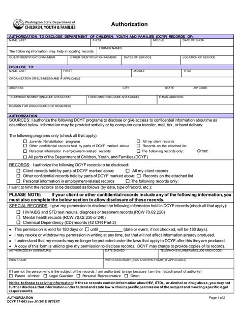 Dcyf Form 17 063 Fill Out Sign Online And Download Fillable Pdf Washington Templateroller