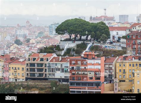 Luftaufnahme Von Castelo De Sao Jorge Aussichtspunkt Im Stadtzentrum