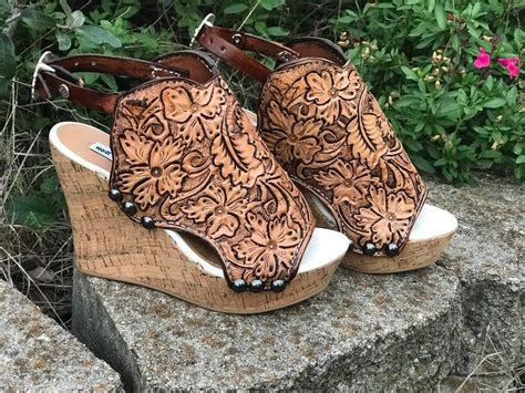 Custom Tooled Leather Wedges Leather Wedges Leather Wedges